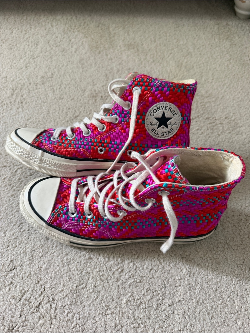 Colorful Threaded Converse High Top Sneakers